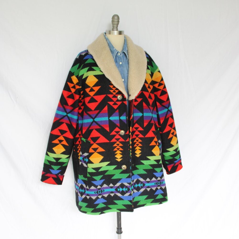 Pendleton shearling Car Coat ranch jacket Wool ma… - image 7